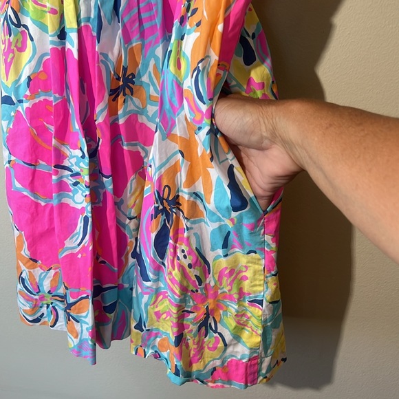 Lilly Pulitzer Dress Christine Besame Mucho‎ Women 2 smocked Poplin fit & flare - Picture 15 of 15